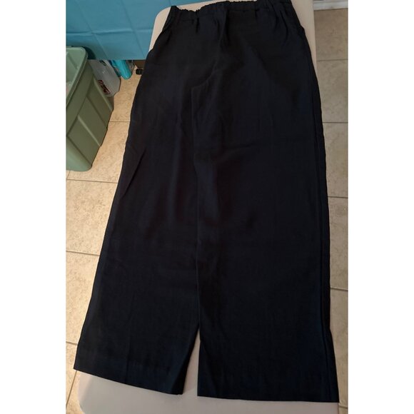 A New Day Women Black Wide-Leg Elastic Waist Trousers Size 10 - Picture 2 of 4